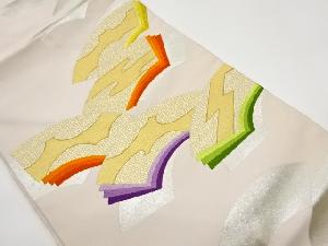 リサイクル　地紙に雲・ヱ霞・松皮菱模様織出し名古屋帯